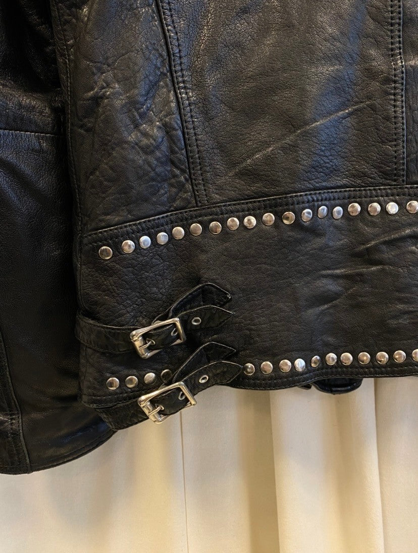 Lederjacke 42 Schwarz mit Nieten