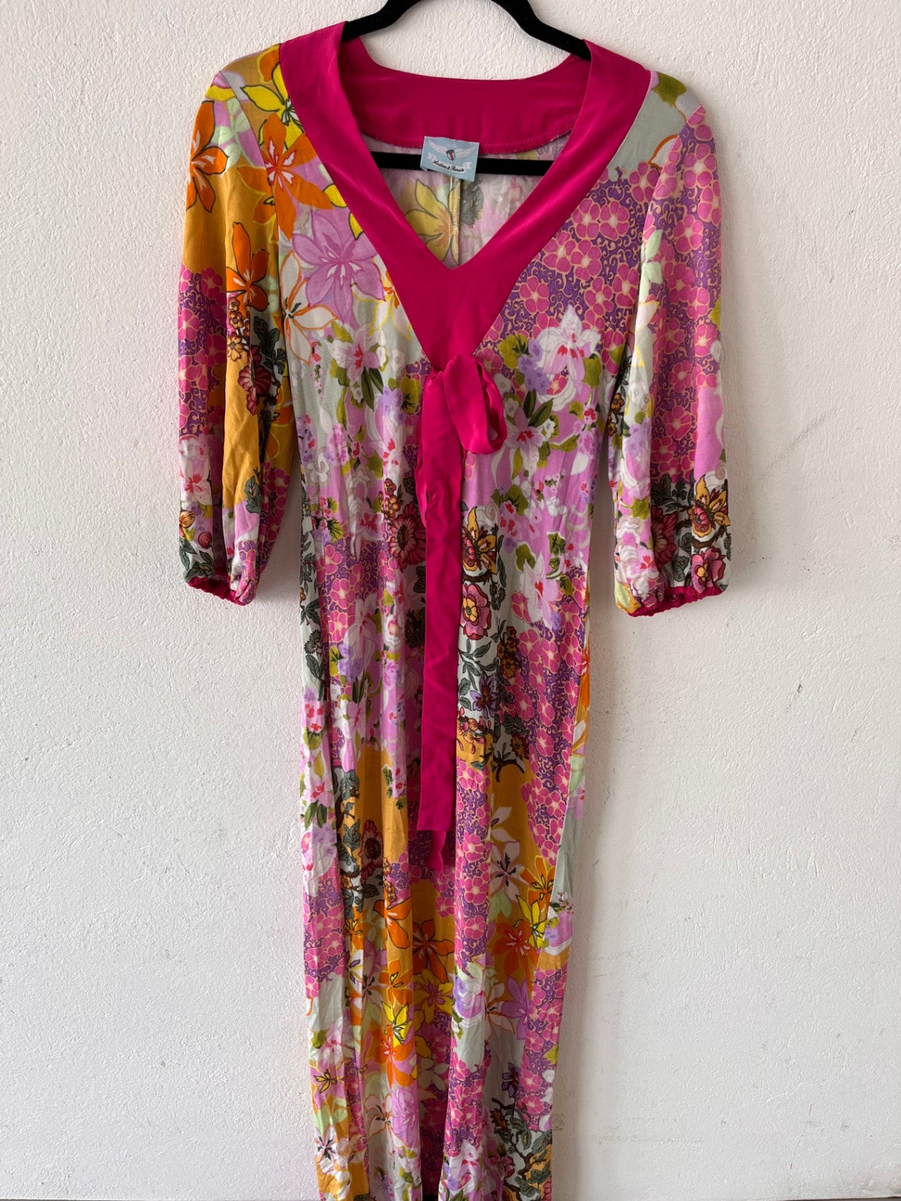 Kleid S Bunt, hauptsächlich Pink, Gelb, Grün, Orange, Weiß und Violett