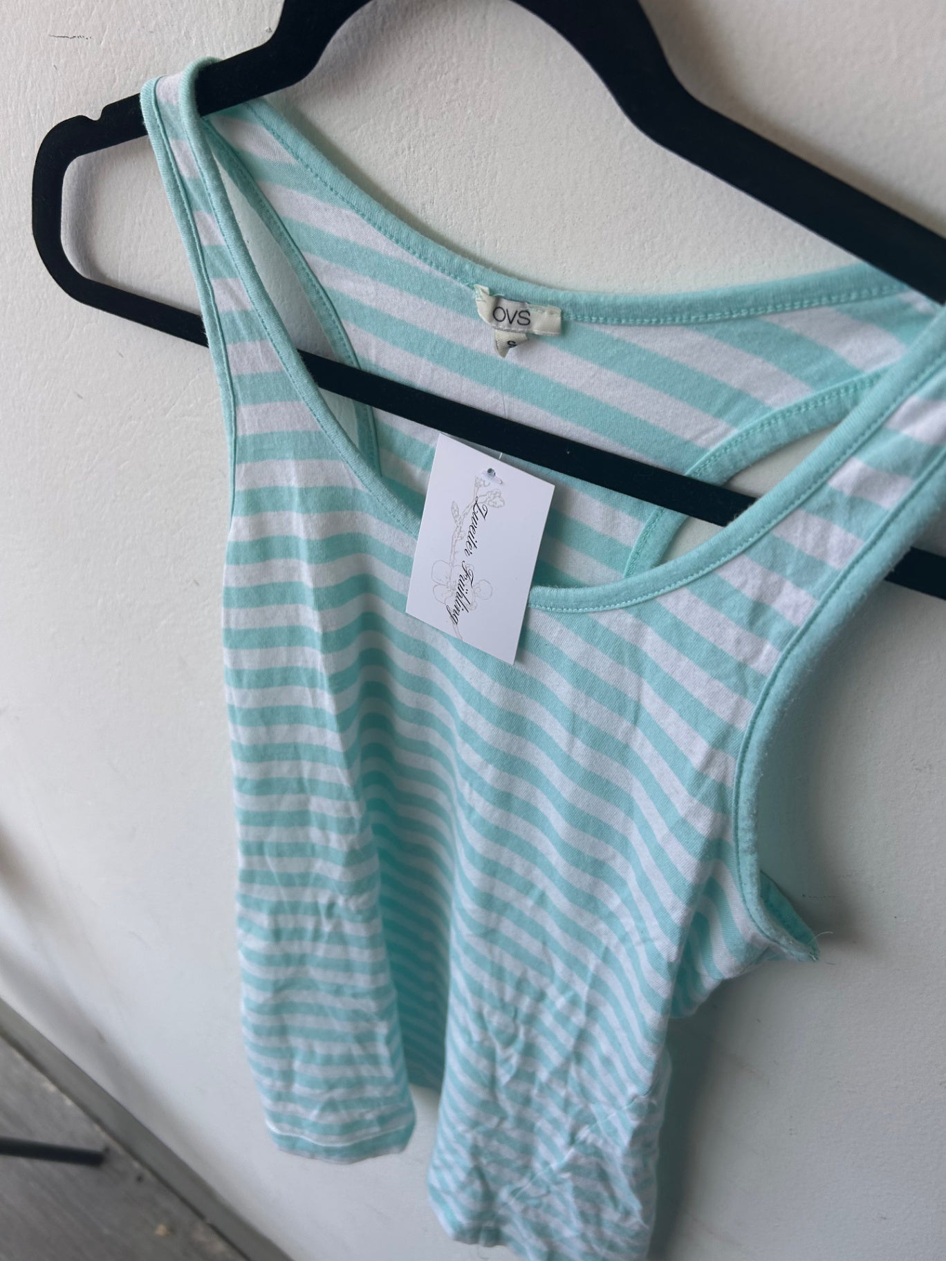 Tanktop S Hellblau, Weiß Gestreift