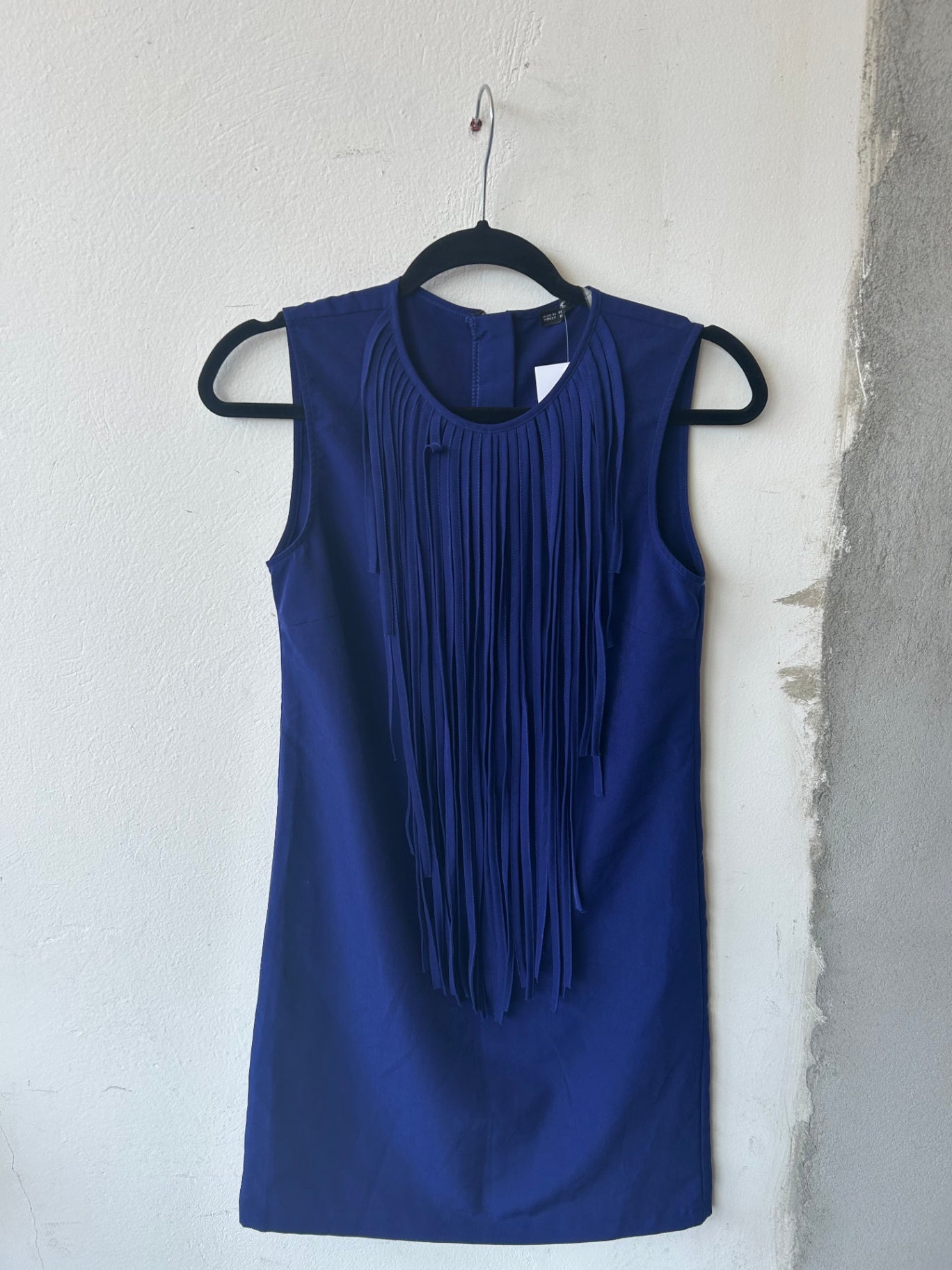 Ärmelloses Oberteil mit Fransen XS Blau
