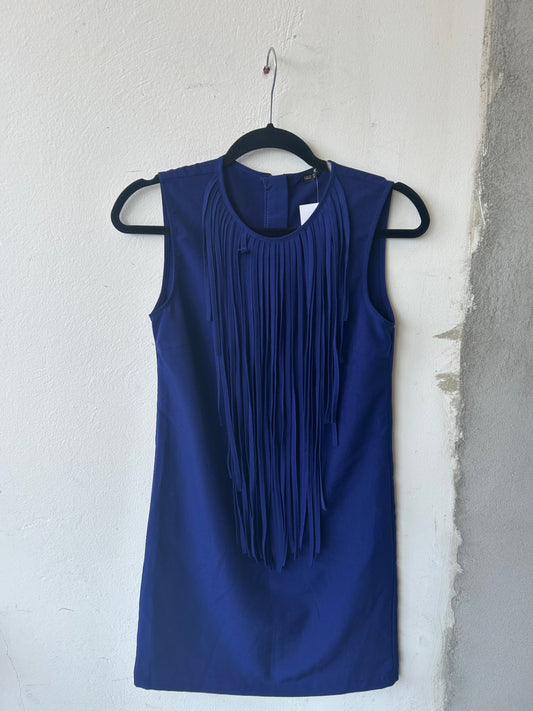 Ärmelloses Oberteil mit Fransen XS Blau