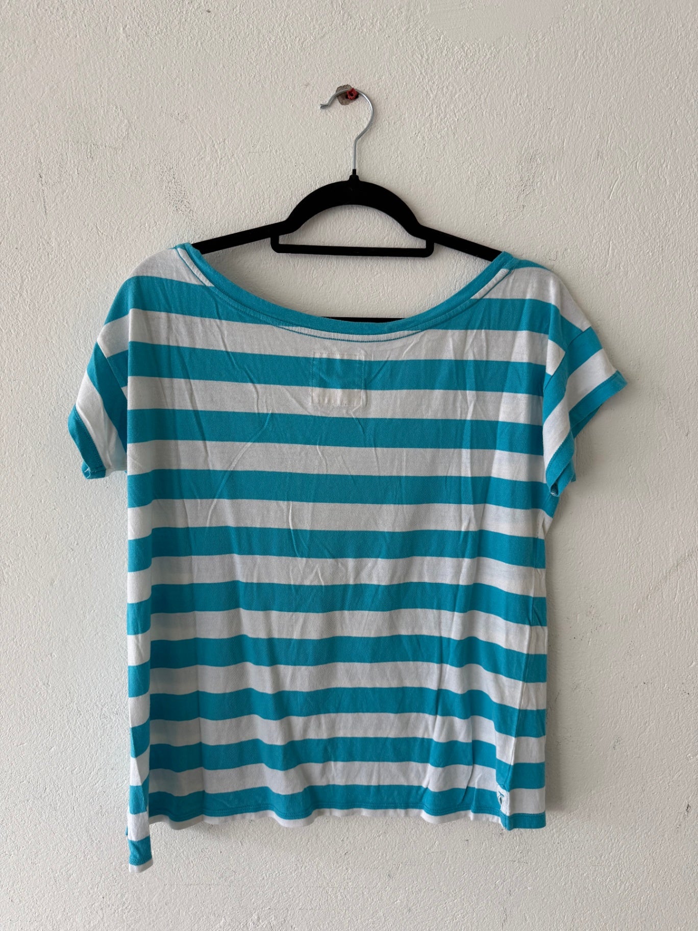 Hollister Top L Türkisweiß gestreift