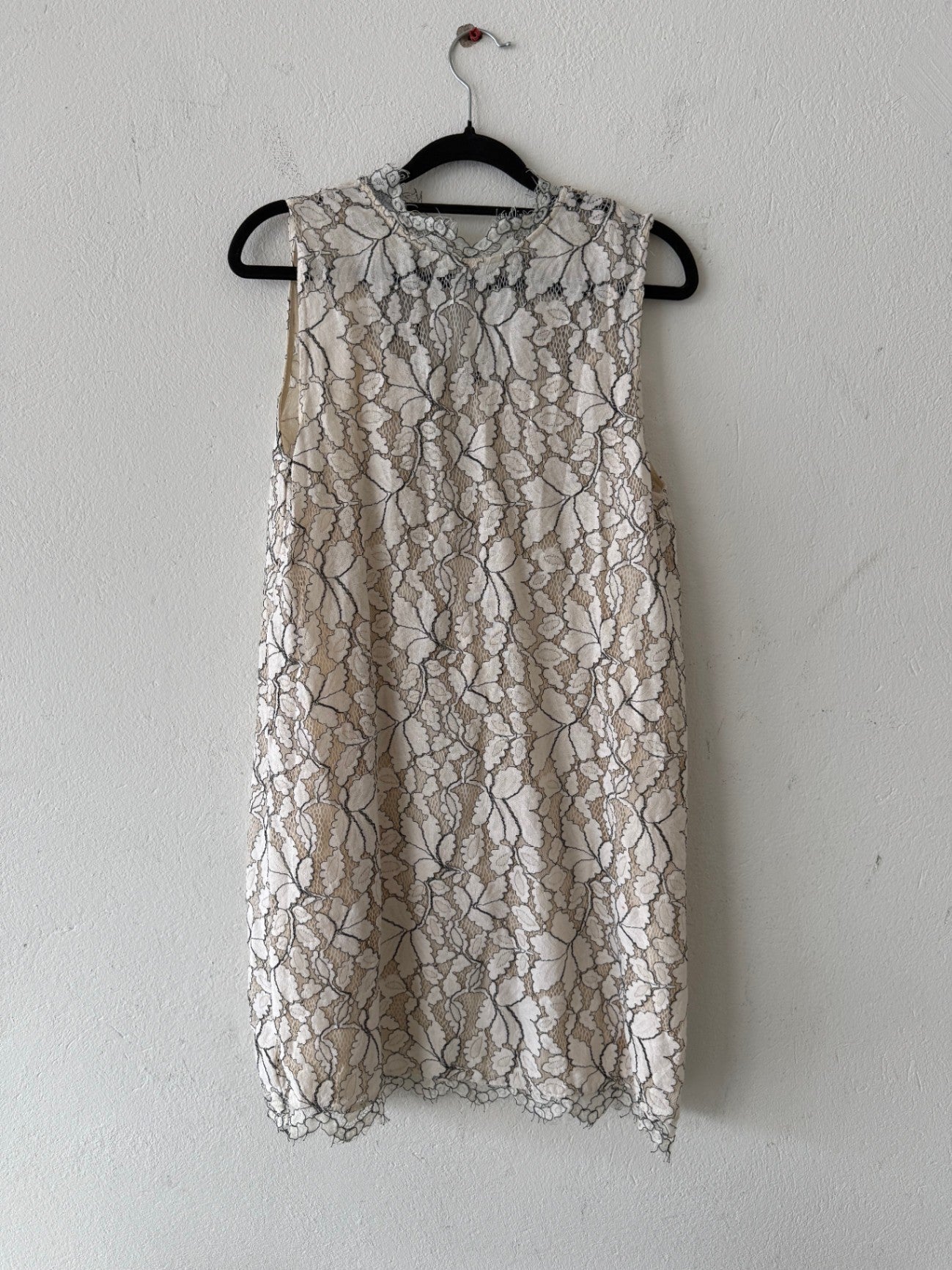 Ärmeloses Oberteil S Beige mit schwarzen Mustern