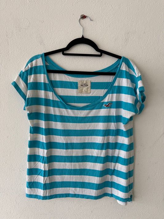 Hollister Top L Türkisweiß gestreift