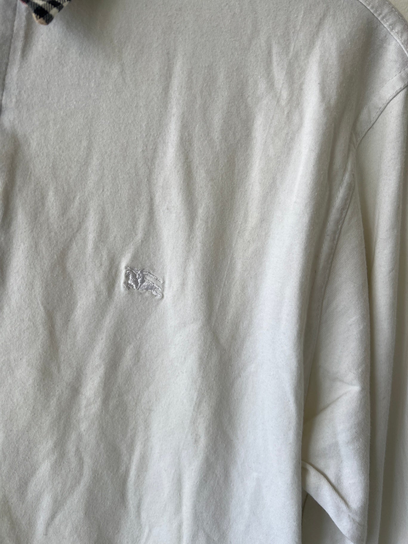 Burberry Langarmhemd XL Weiß mit Burberry-Karo 