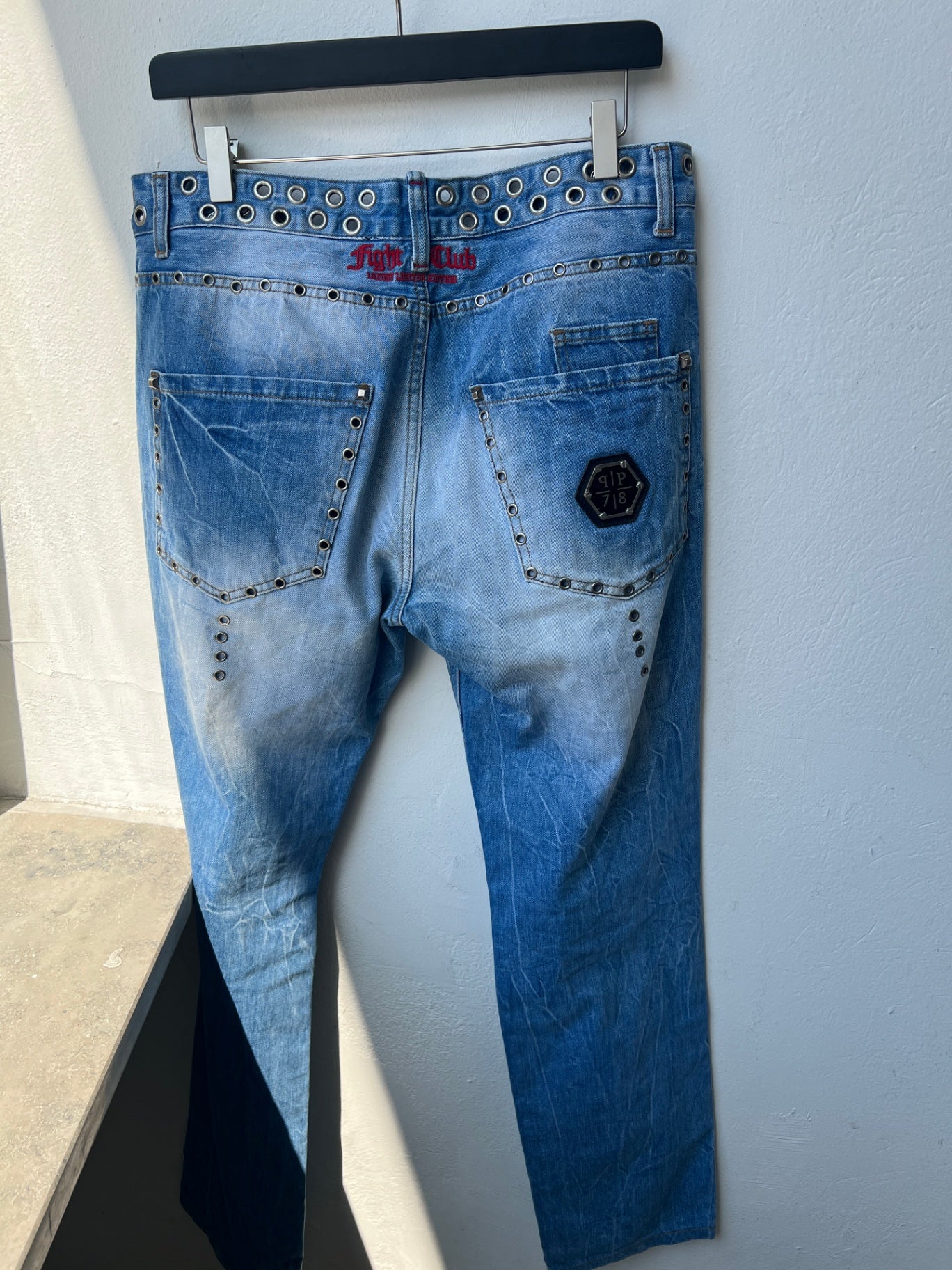 Phillipp Plein Jeans W34 Blau mit Silber Nieten