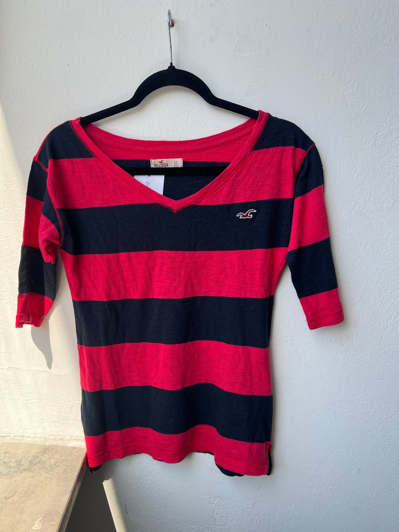 Hollister Pullover XS Rot, Blau gestreift