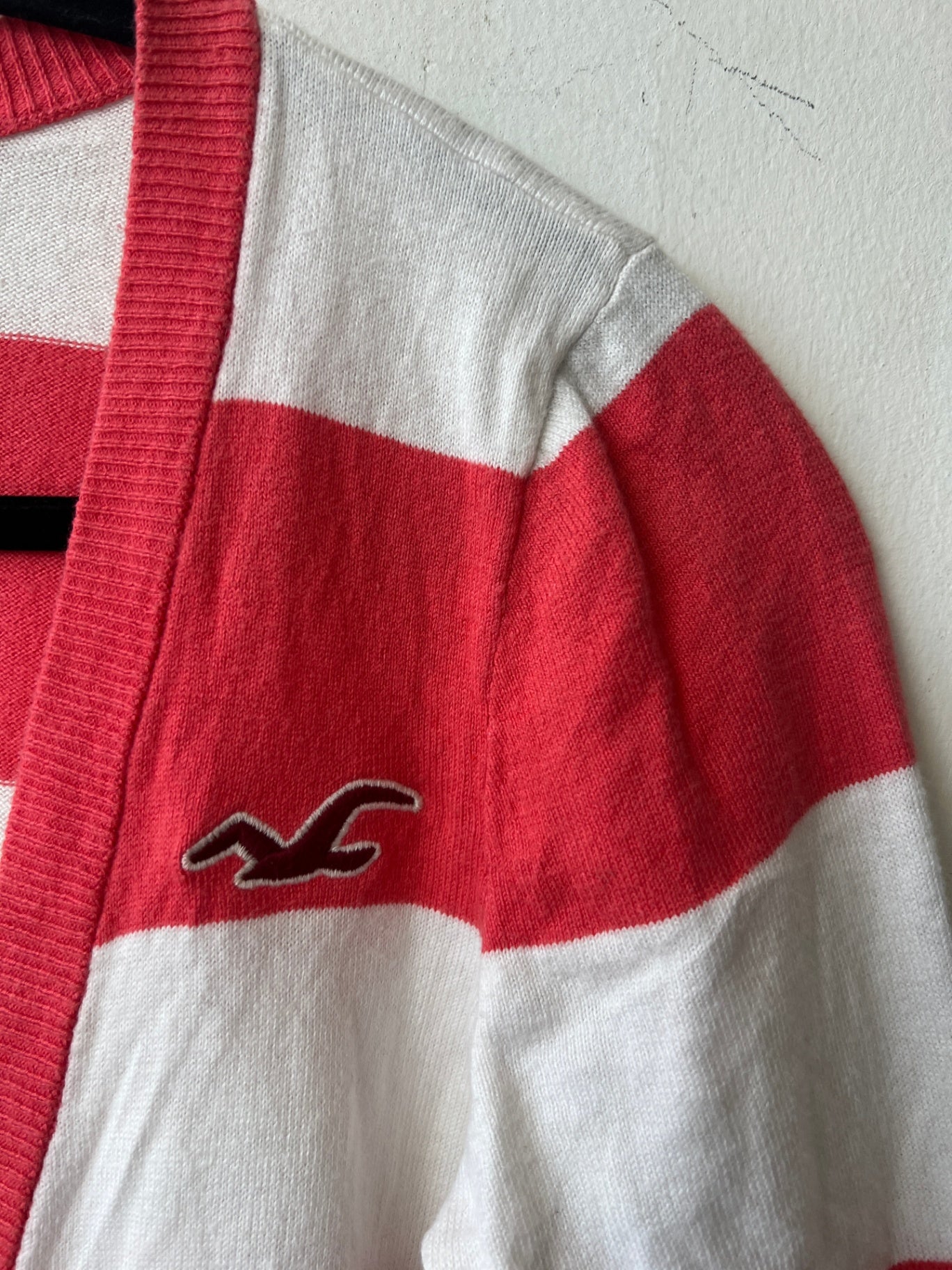Hollister Cardigan Pink Weiß gestreift M
