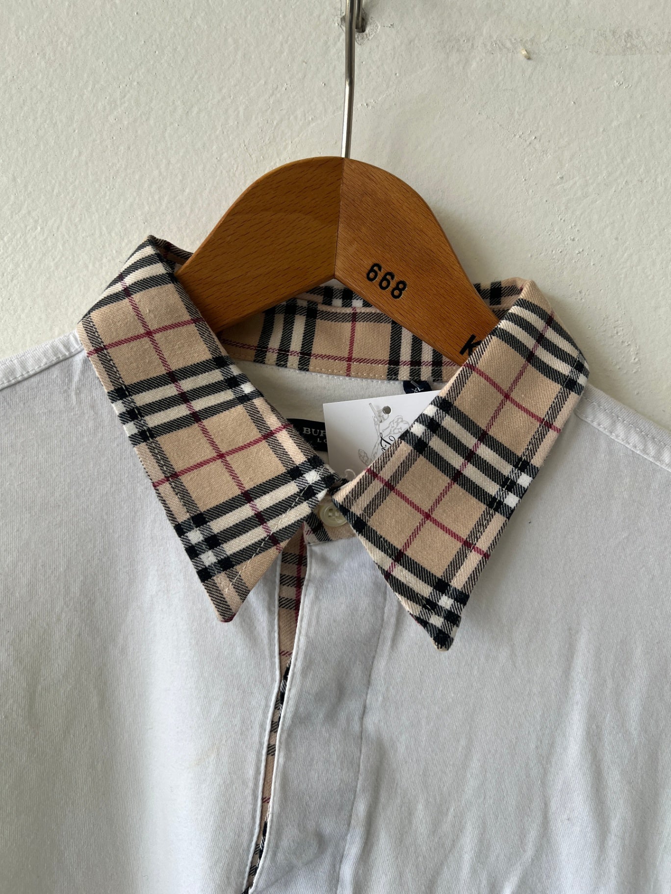 Burberry Langarmhemd XL Weiß mit Burberry-Karo 