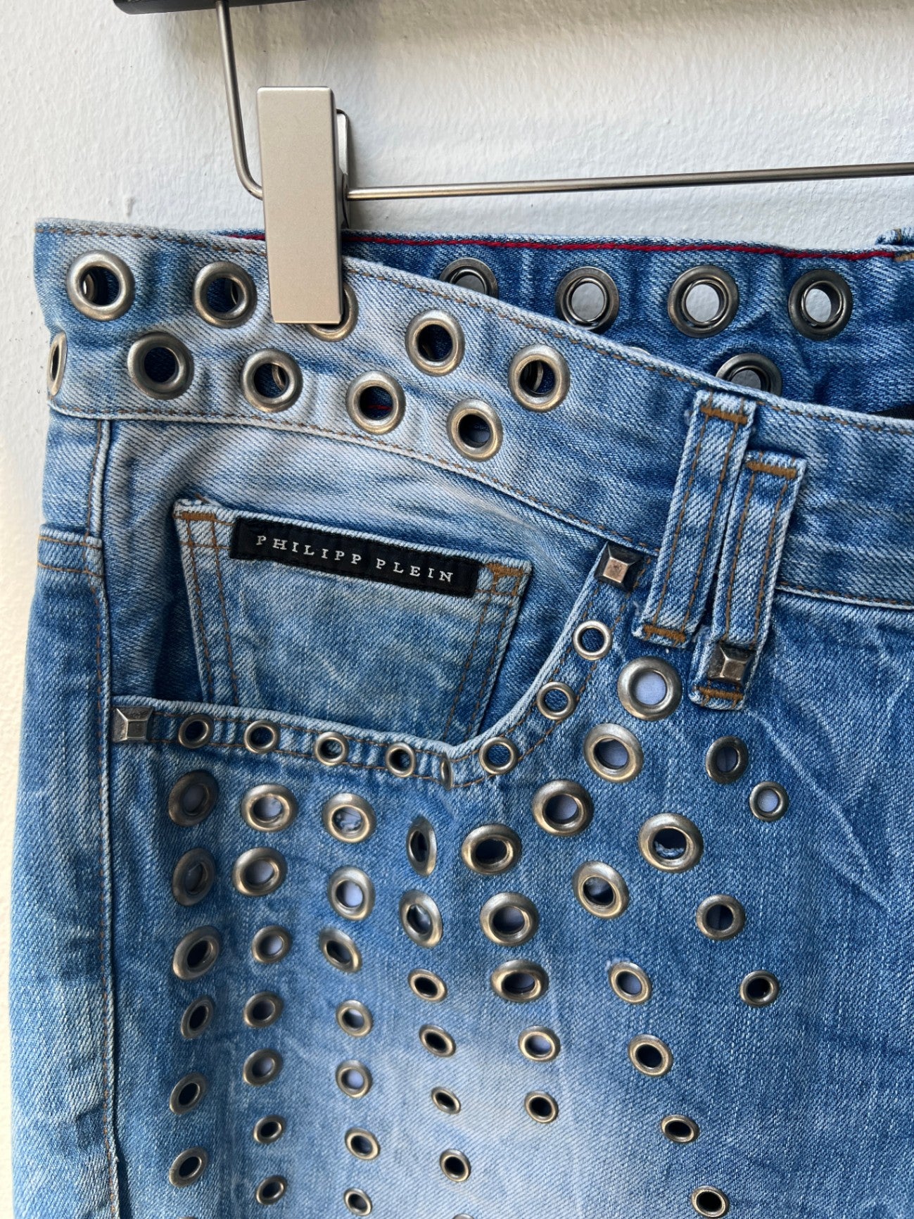 Phillipp Plein Jeans W34 Blau mit Silber Nieten