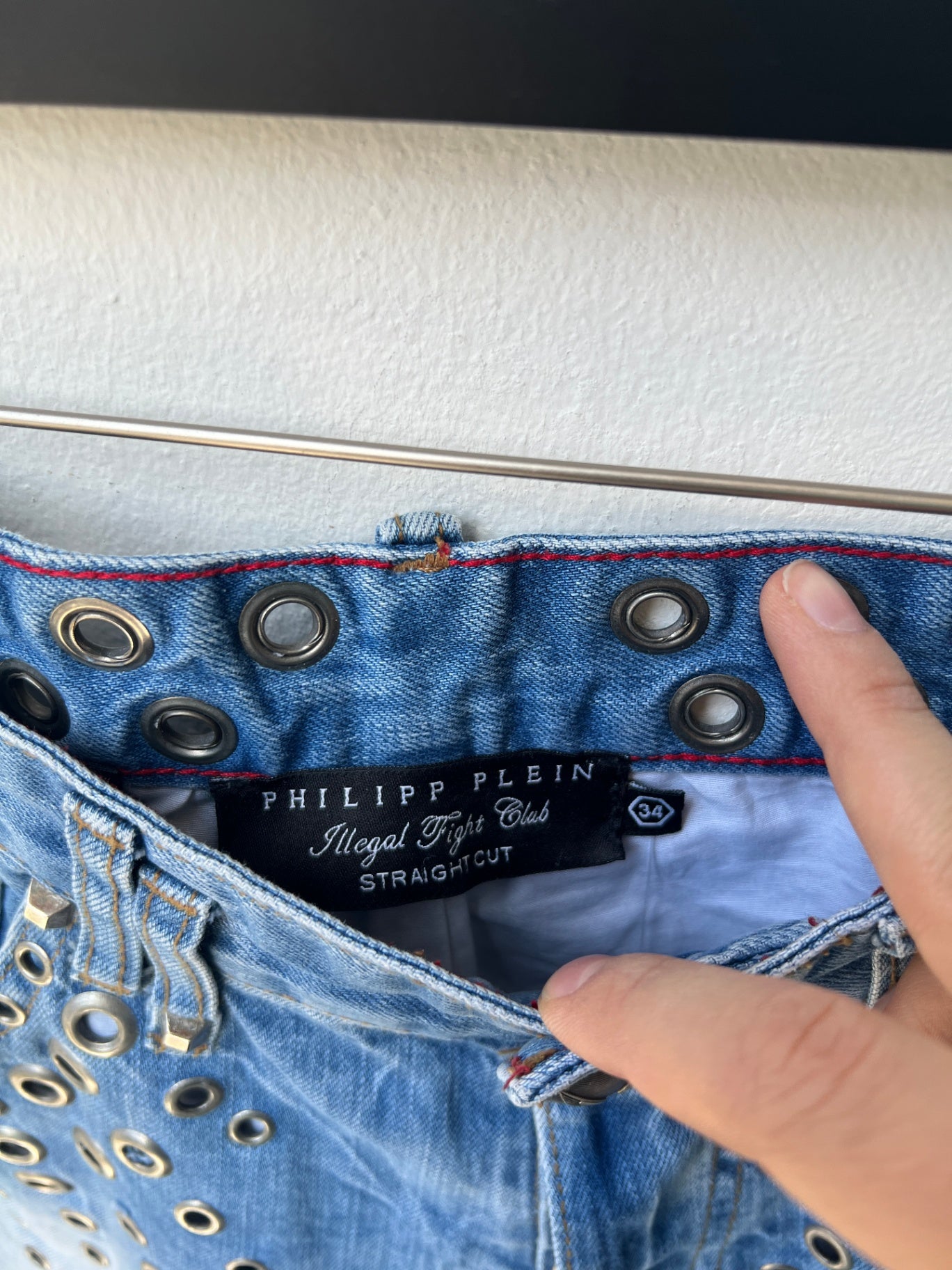 Phillipp Plein Jeans W34 Blau mit Silber Nieten