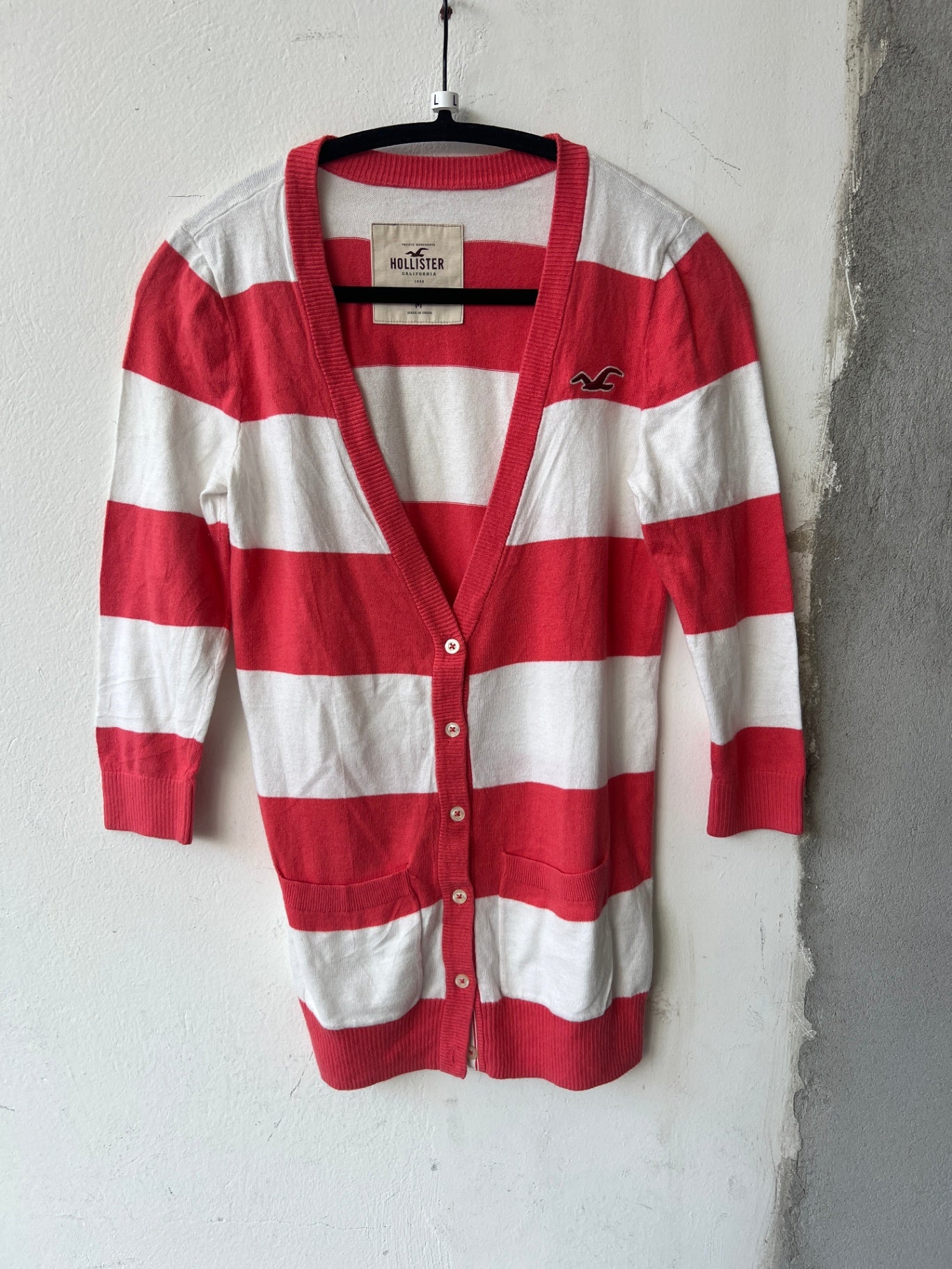 Hollister Cardigan Pink Weiß gestreift M