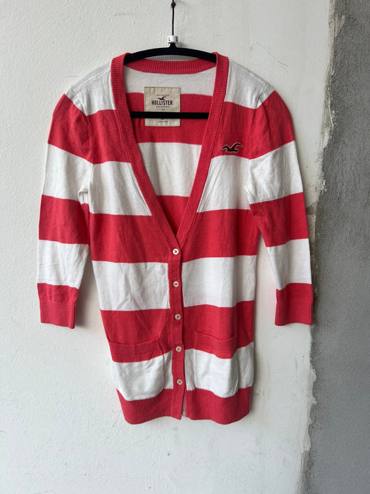 Hollister Cardigan Pink Weiß gestreift M