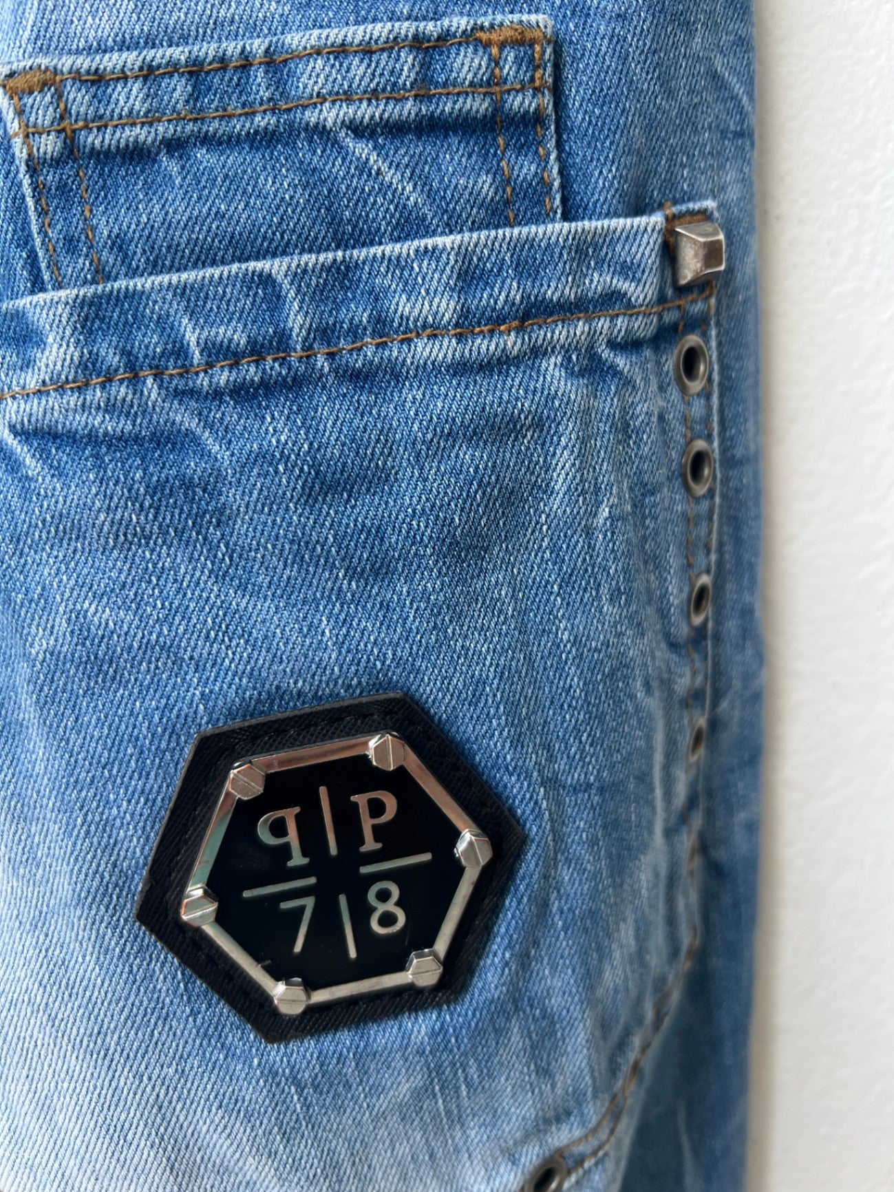 Phillipp Plein Jeans W34 Blau mit Silber Nieten