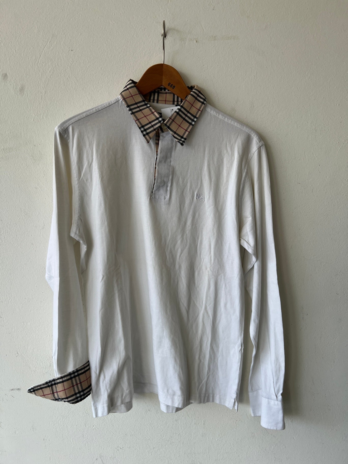 Burberry Langarmhemd XL Weiß mit Burberry-Karo 