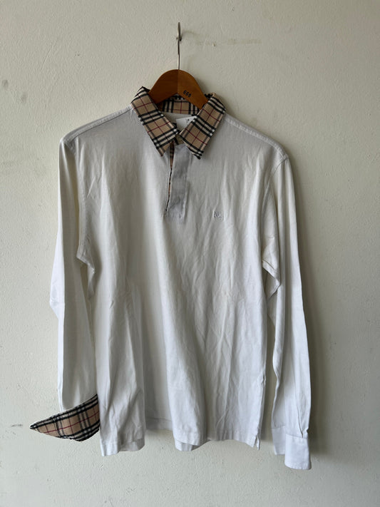 Burberry Langarmhemd XL Weiß mit Burberry-Karo 