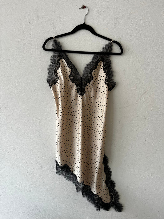 Mango Top M Beige mit schwarzen Punkten, Schwarz