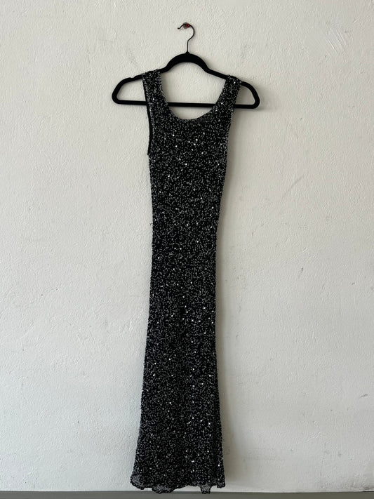 Kleid Schwarz mit silbernen Pailletten