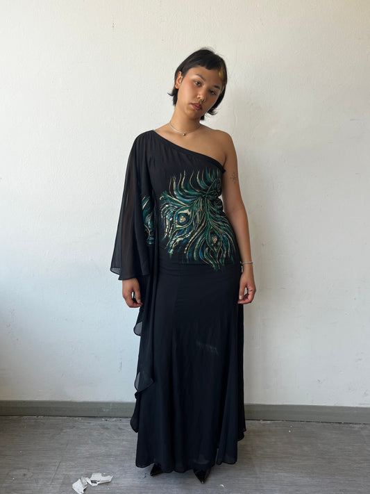 Kleid Schwarz mit bunten Mustern