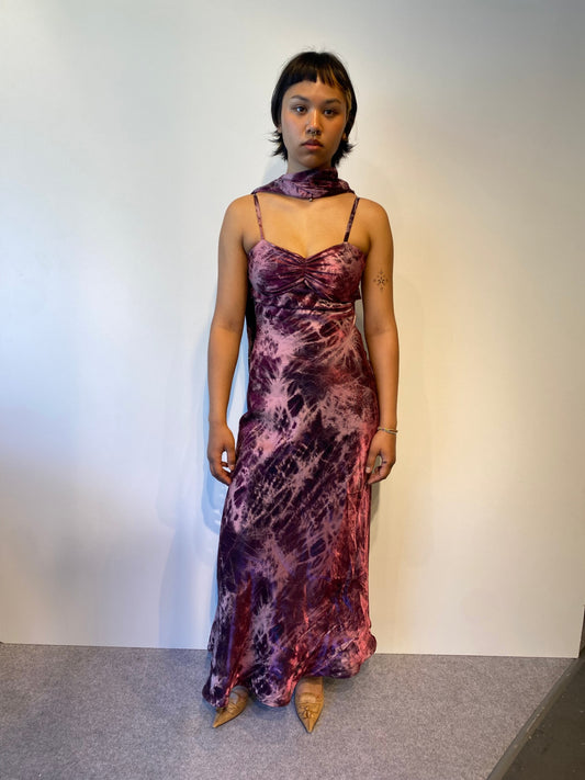 Abendkleid S Violett schimmernd