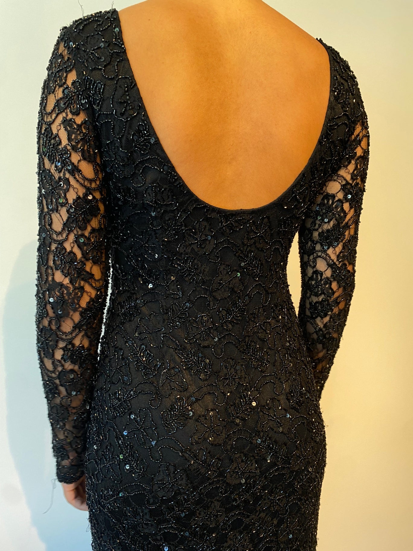Spitzen Kleid S Schwarz mit Pailletten