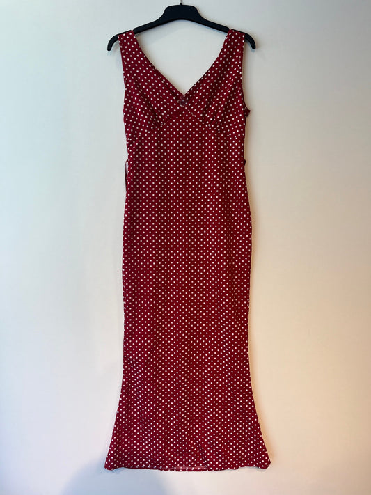 Abendkleid XS Rot mit weißen Polka Dots