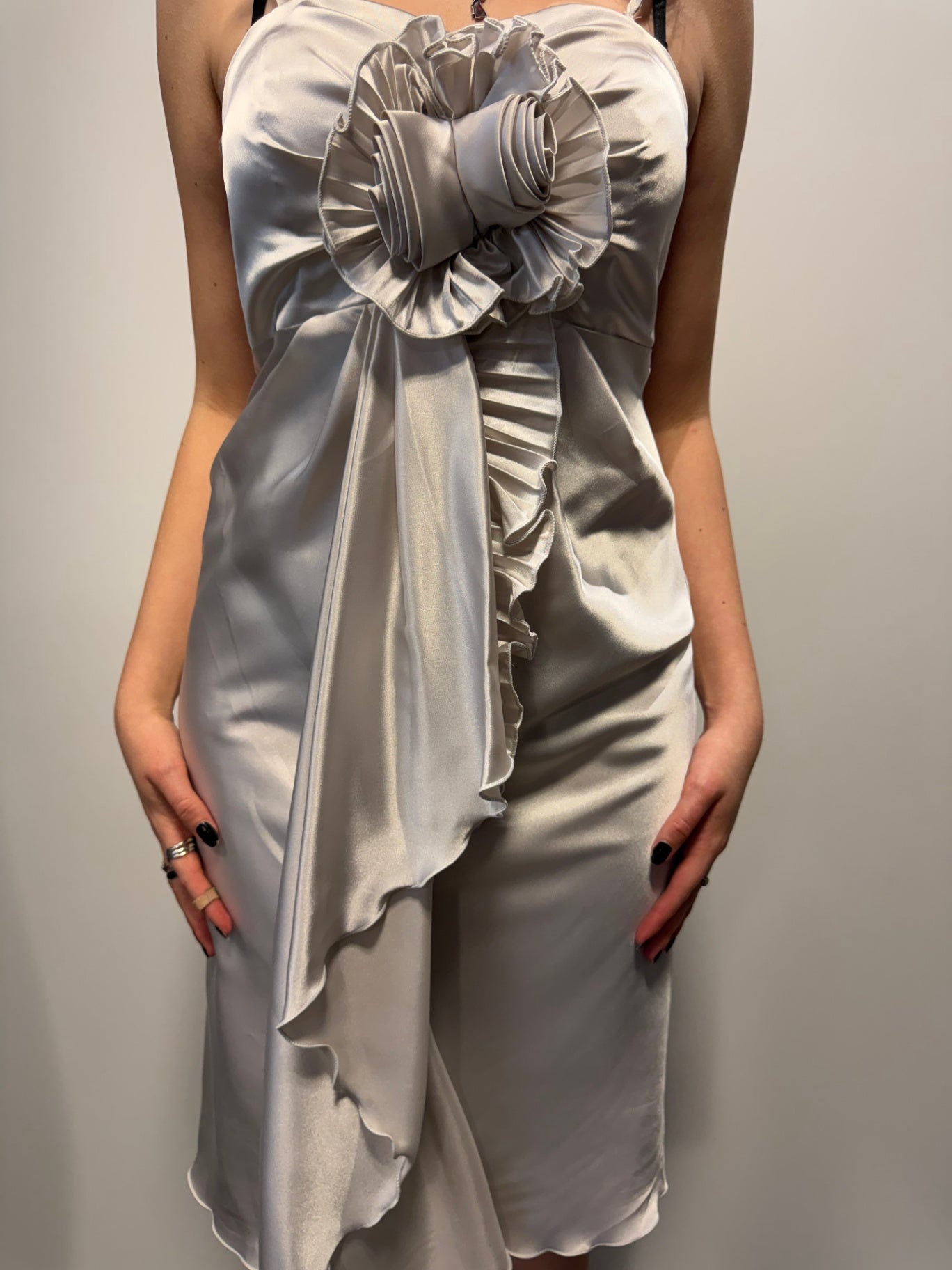 Abendkleid 36 Silber mit Umhängeschal