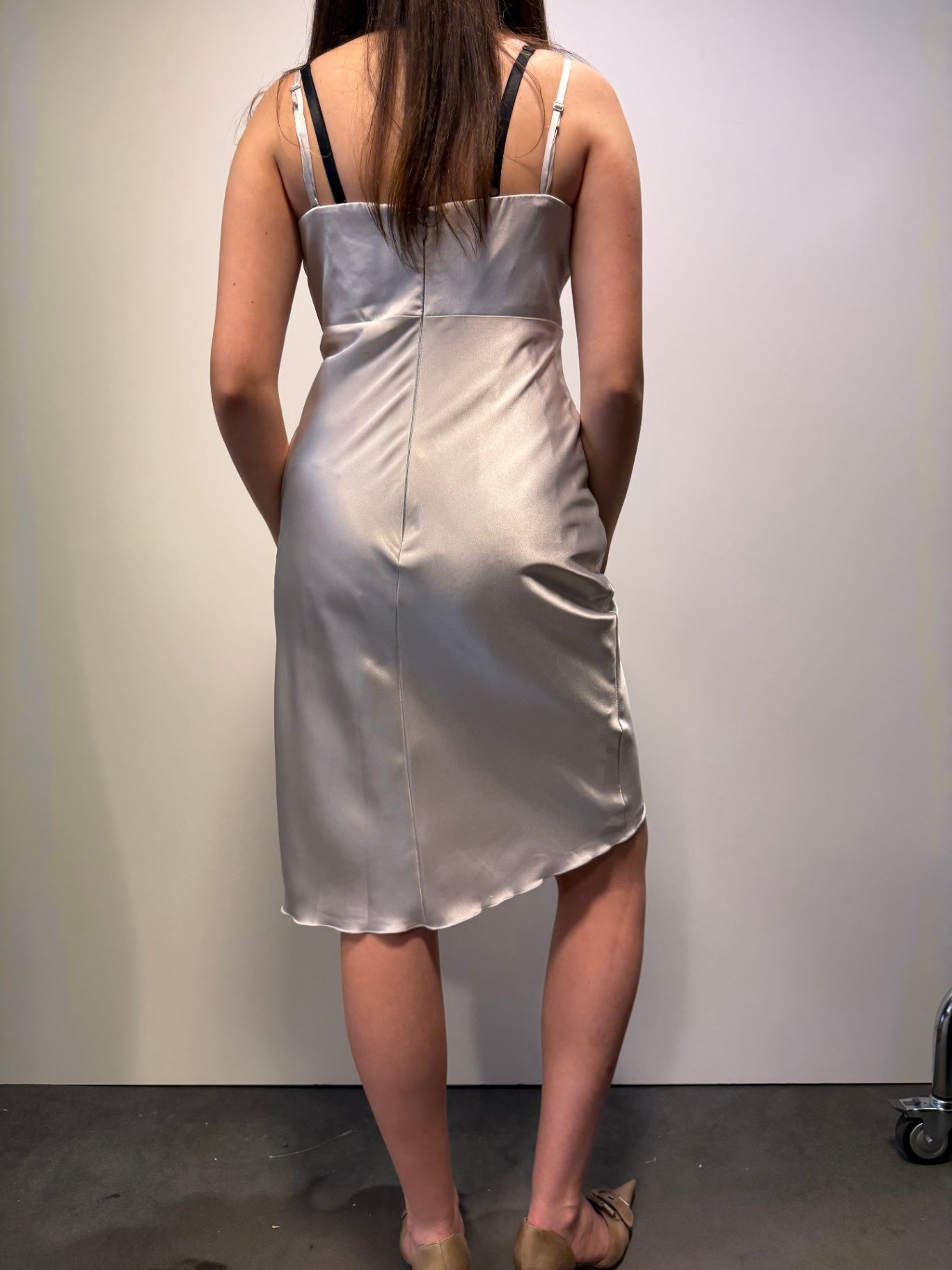 Abendkleid 36 Silber mit Umhängeschal
