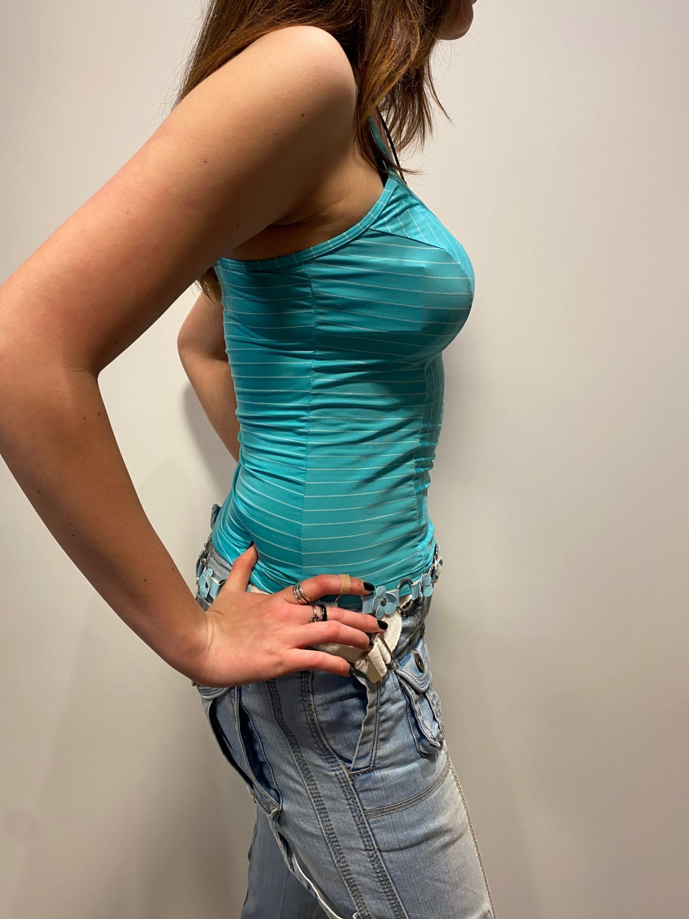 Top XS Türkis mit weißen Streifen