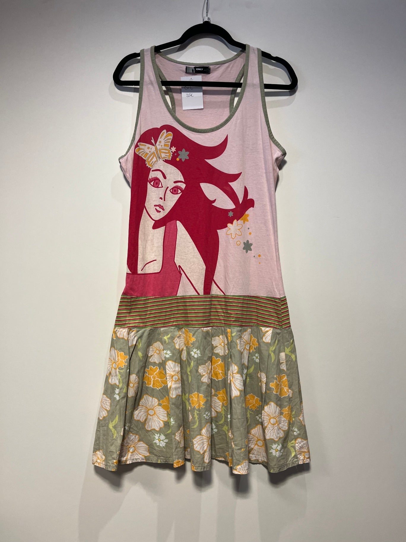 Ärmelloses Kleid L Rosa, Grün