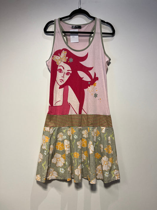 Ärmelloses Kleid L Rosa, Grün