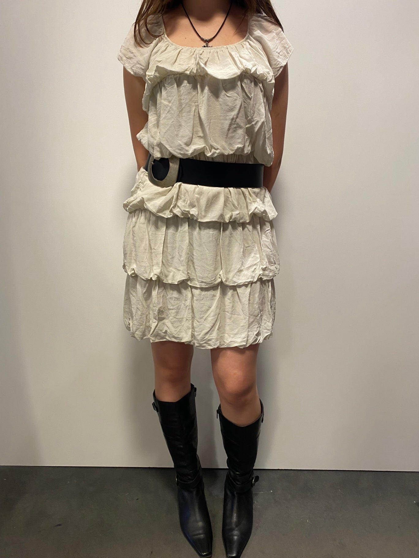 Kleid (100% Seide) S Beige