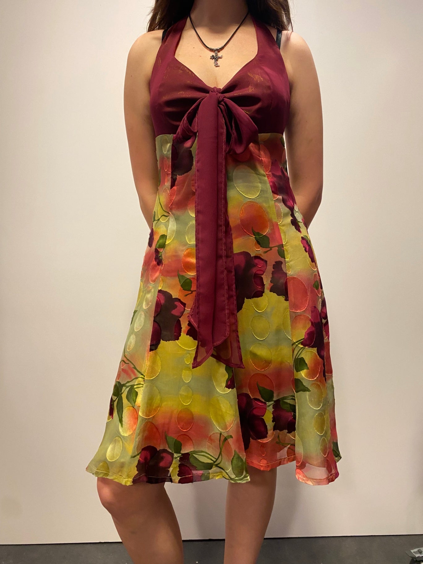 Kleid Neckholder S Rot, grün