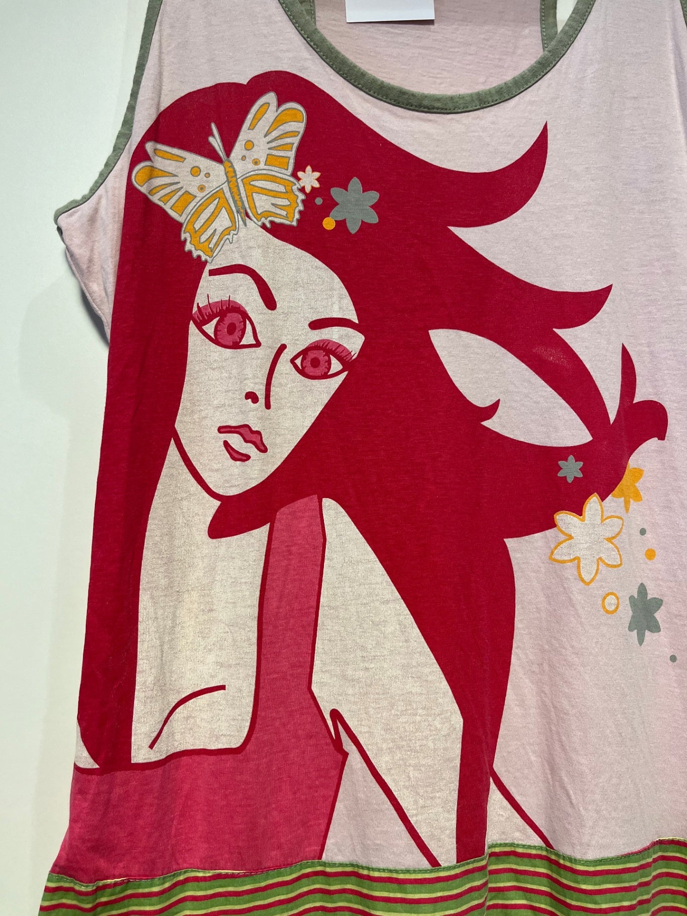 Ärmelloses Kleid L Rosa, Grün