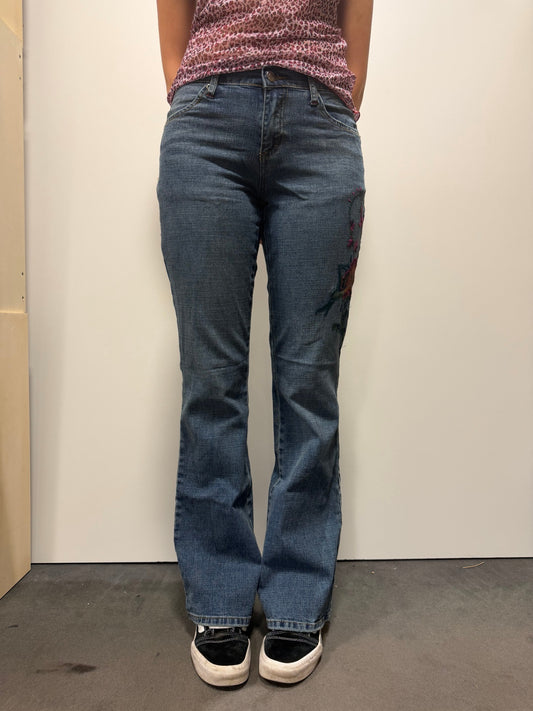 Jeans 34 Blau bestickt
