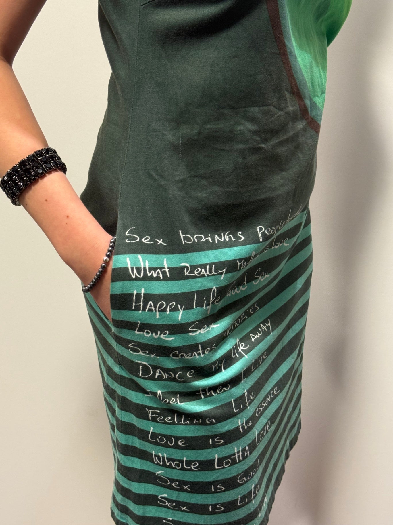 Kleid S Grün, Schwarz, Türkis, Weiß