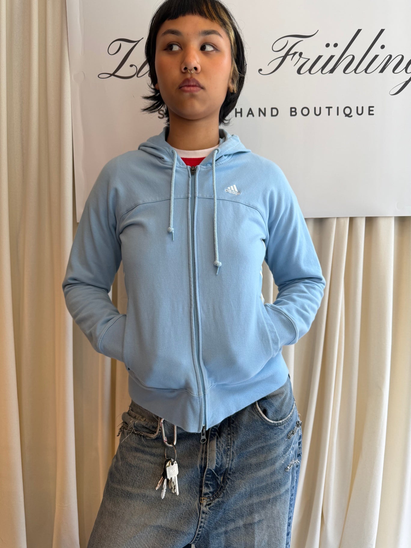 Adidas Hoodie 38 Hellblau