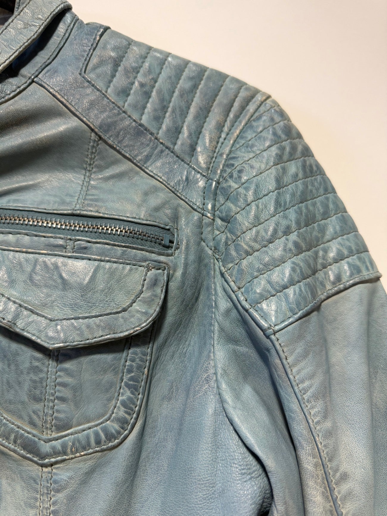 Lederjacke 36 Blau