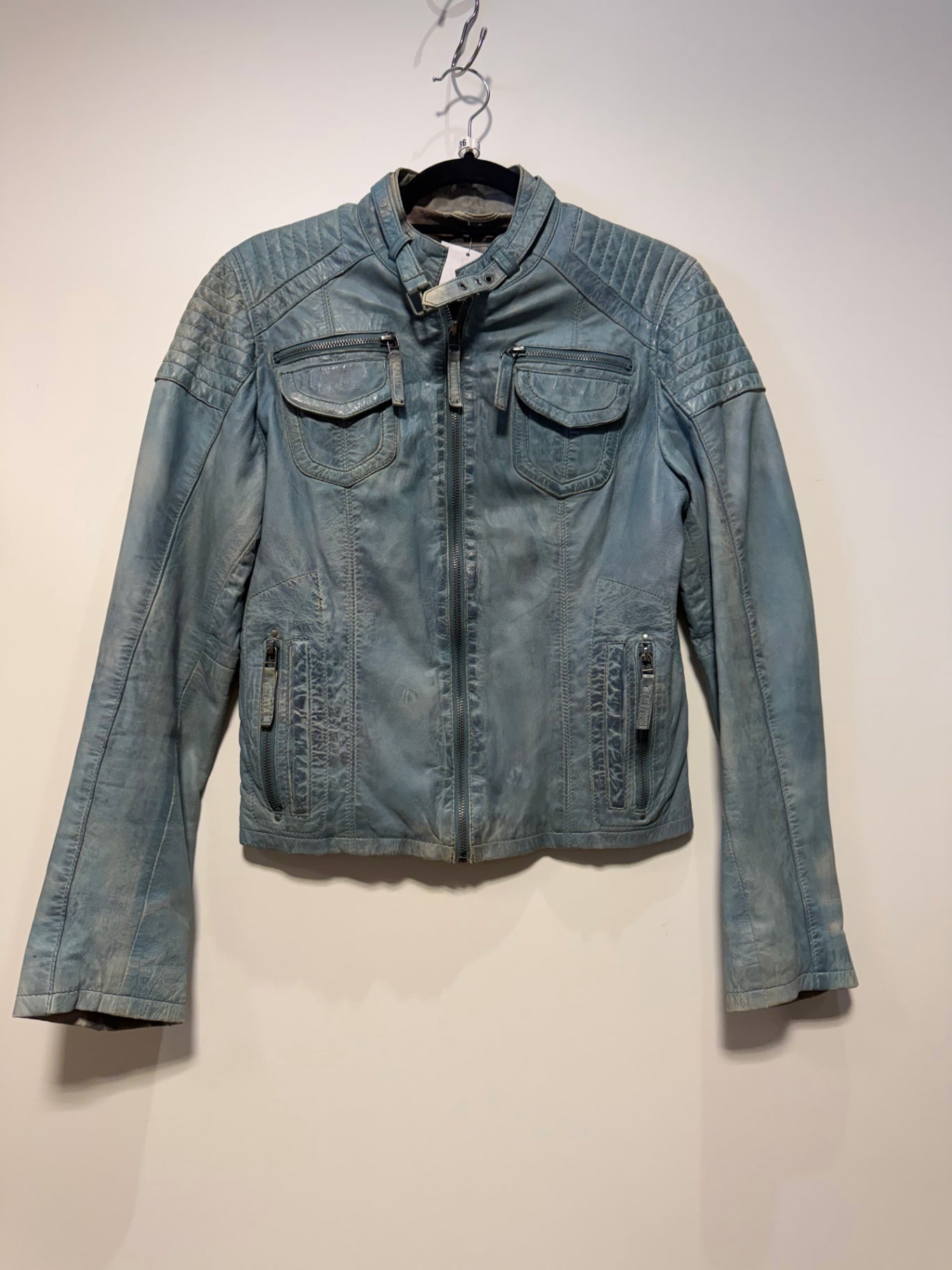 Lederjacke 36 Blau