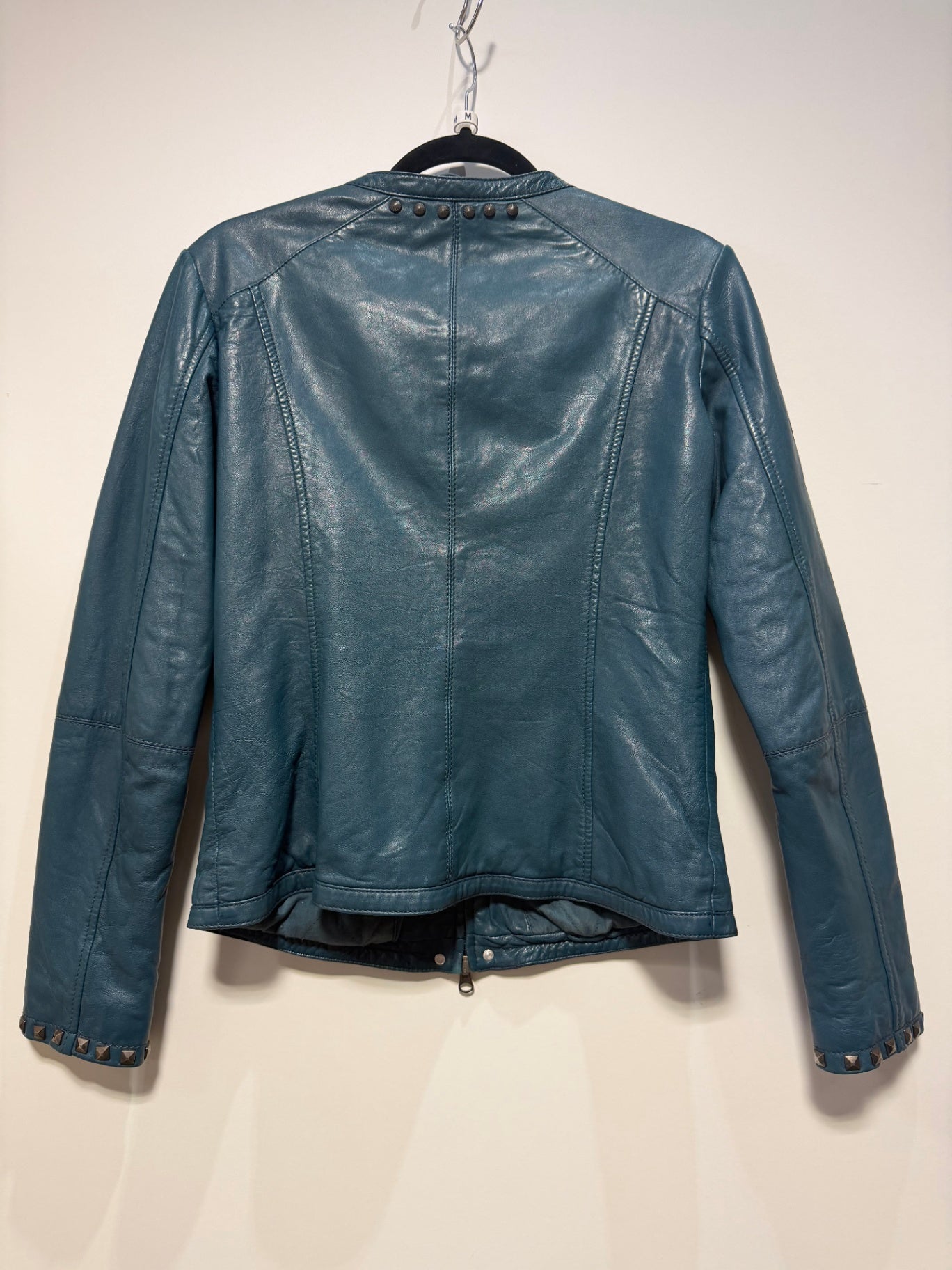 Lederjacke S Blautürkis mit Studs