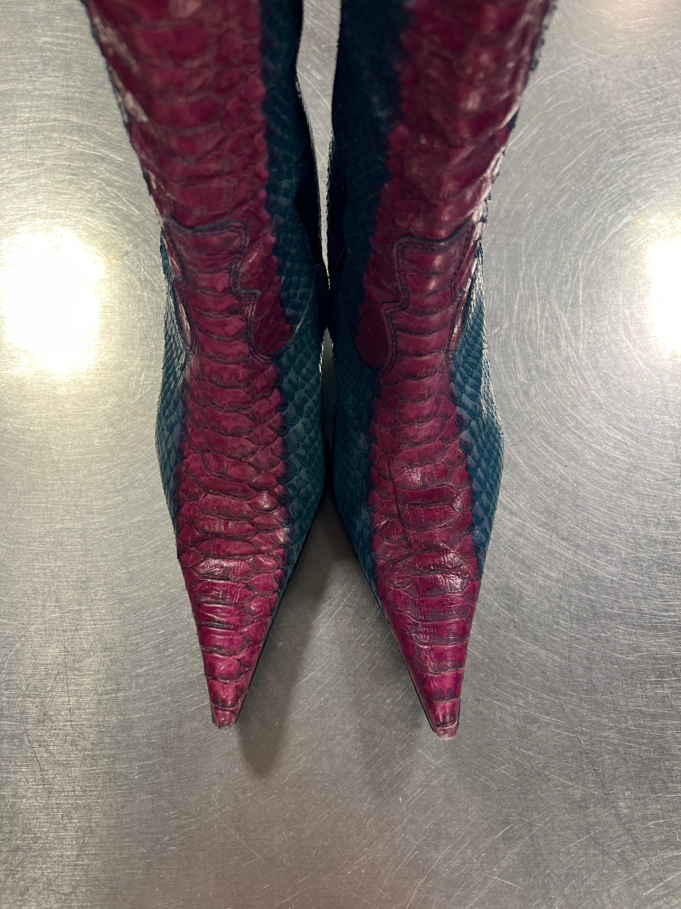 Stiefel 38 Blau Pink in Schlangenmuster