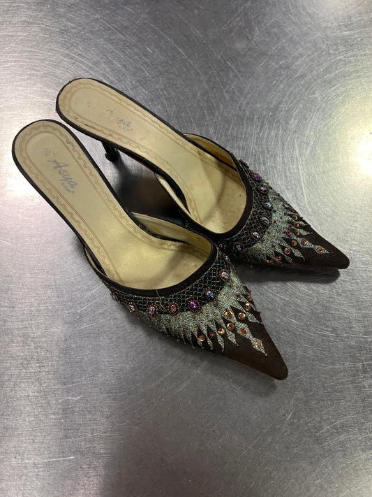 Heels 39 Braun mit Pailletten