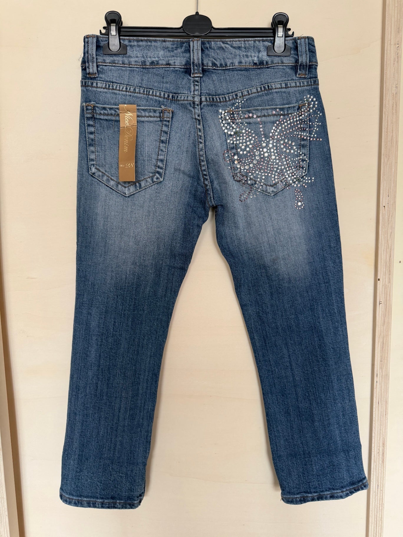NICE Denim Jeans 28 Blau mit Glitzersteinen
