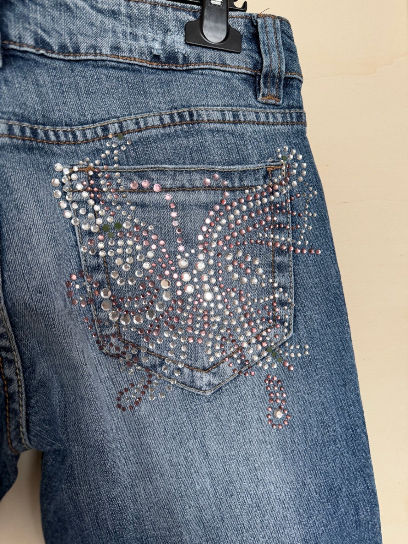 NICE Denim Jeans 28 Blau mit Glitzersteinen