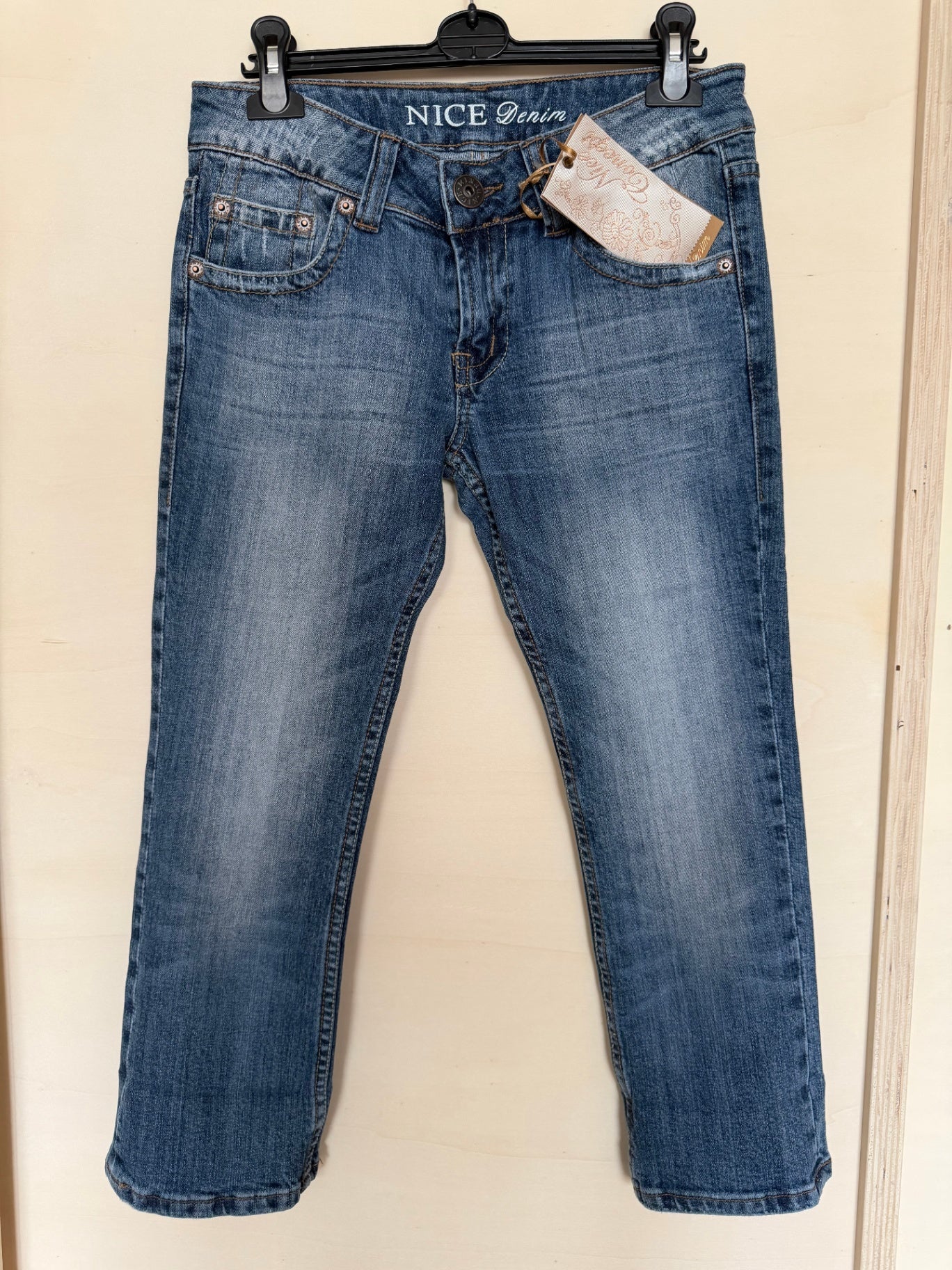 NICE Denim Jeans 28 Blau mit Glitzersteinen
