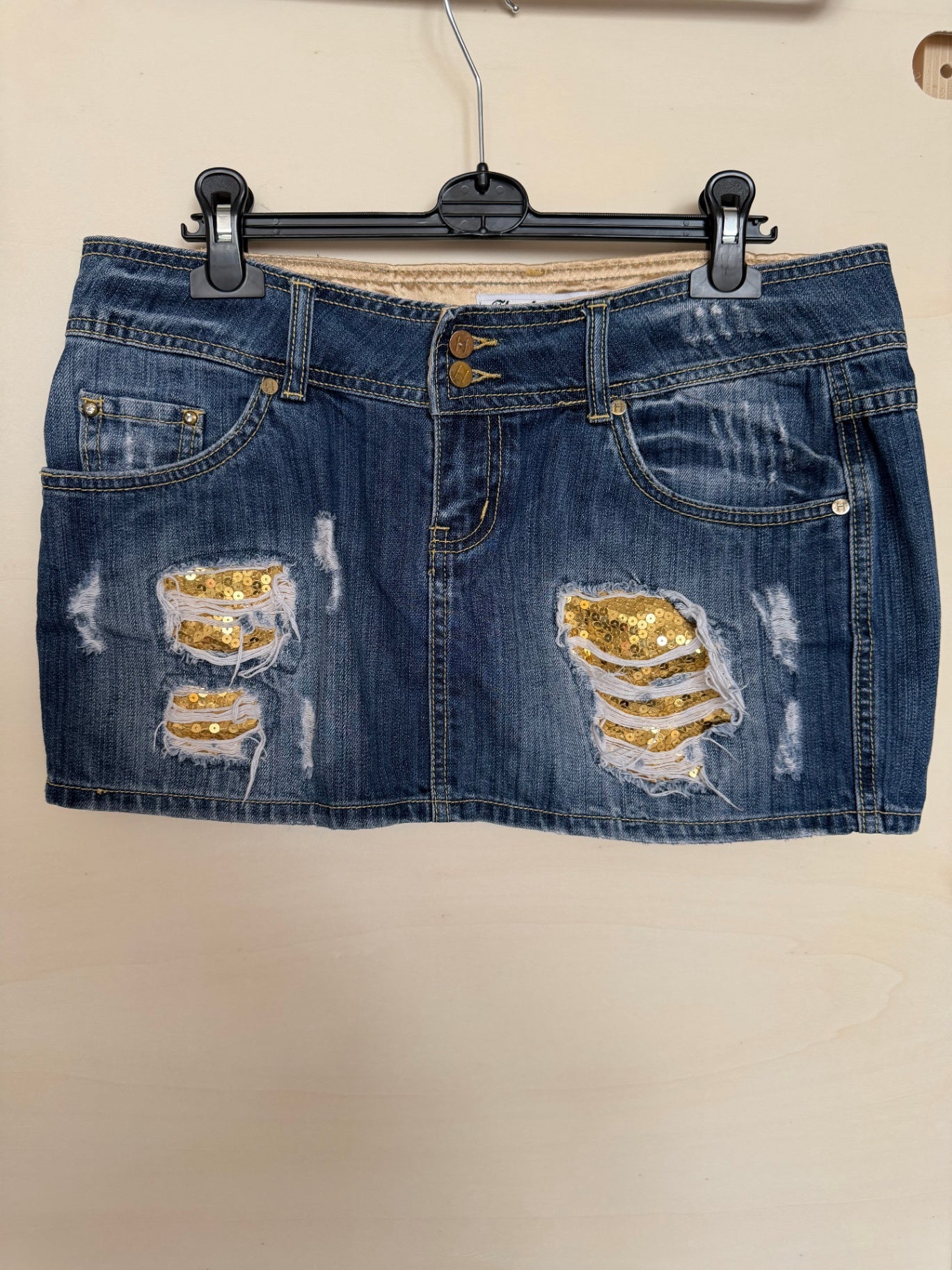 Jeansrock M mit goldenen Pailletten
