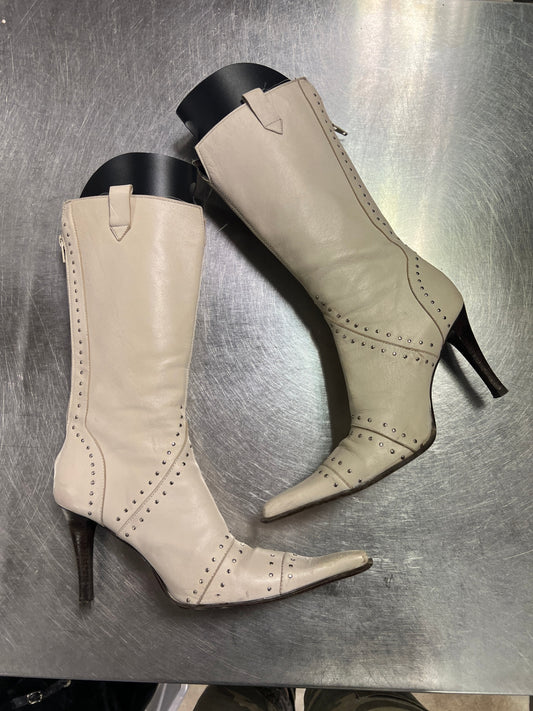 Stiefel aus Leder in Beige 37 37 Beige