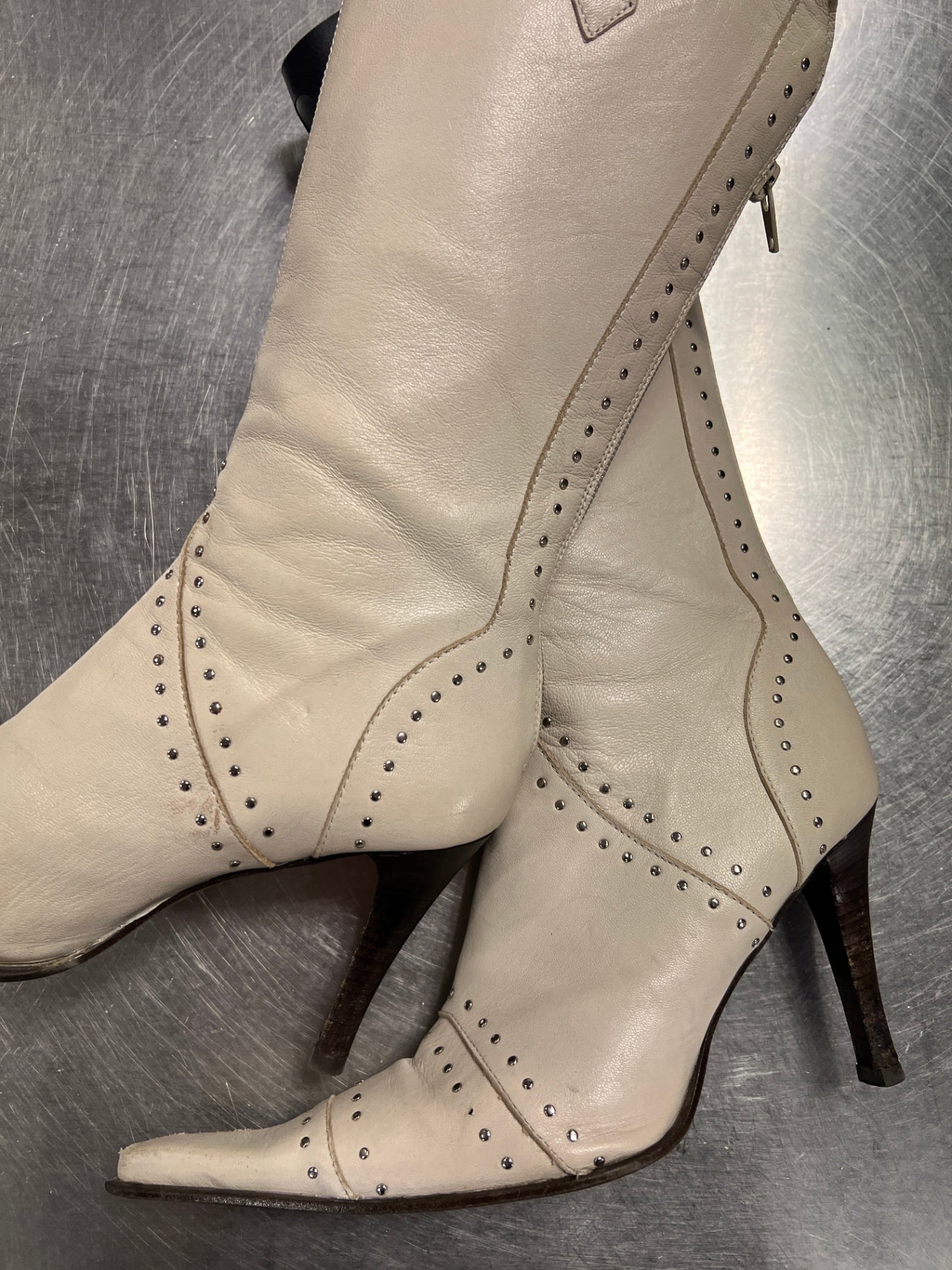 Stiefel aus Leder in Beige 37 37 Beige