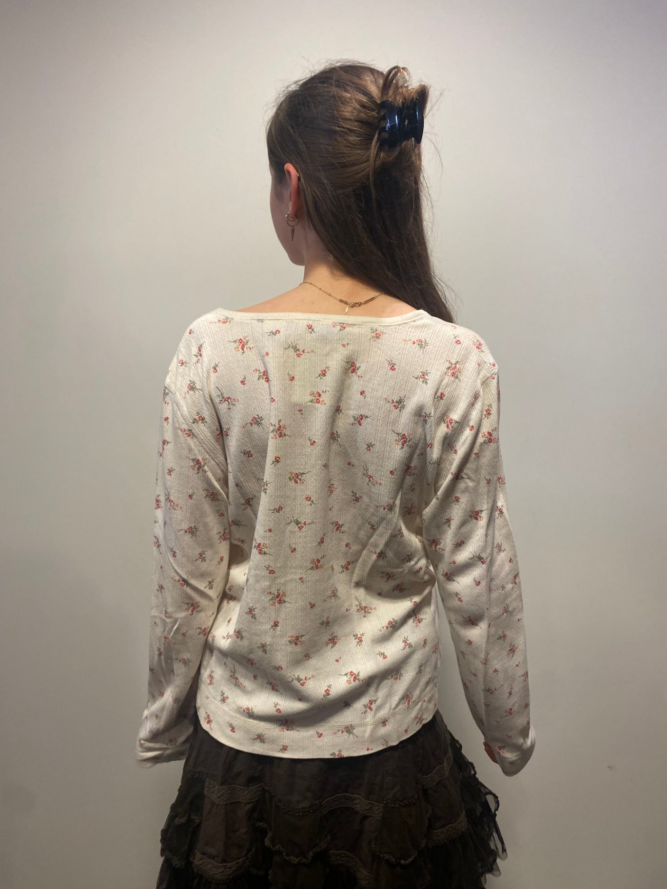 Longsleeve M Beige mit Florals