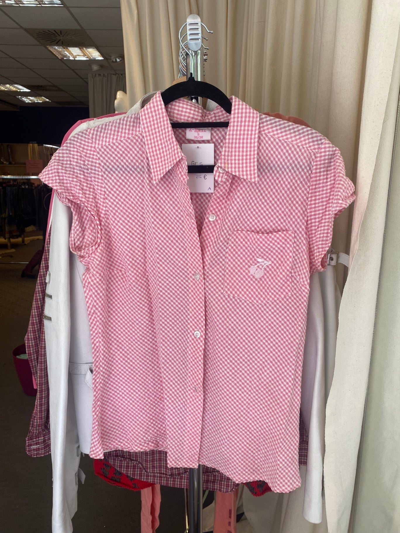 Bluse S Rot und Weiß kariert